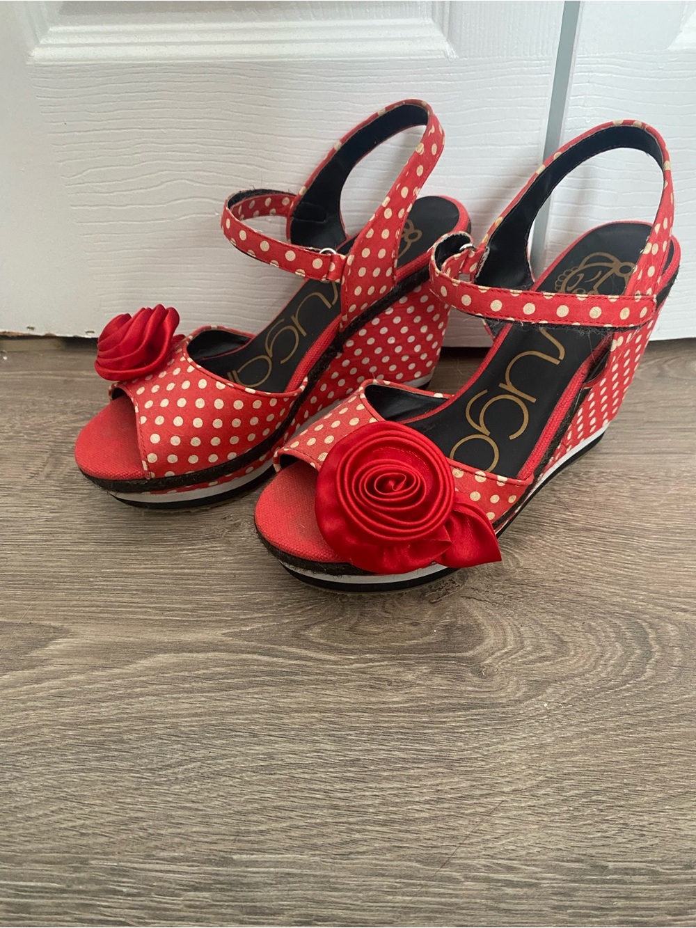 Red Polka Dot Wedge Sandals